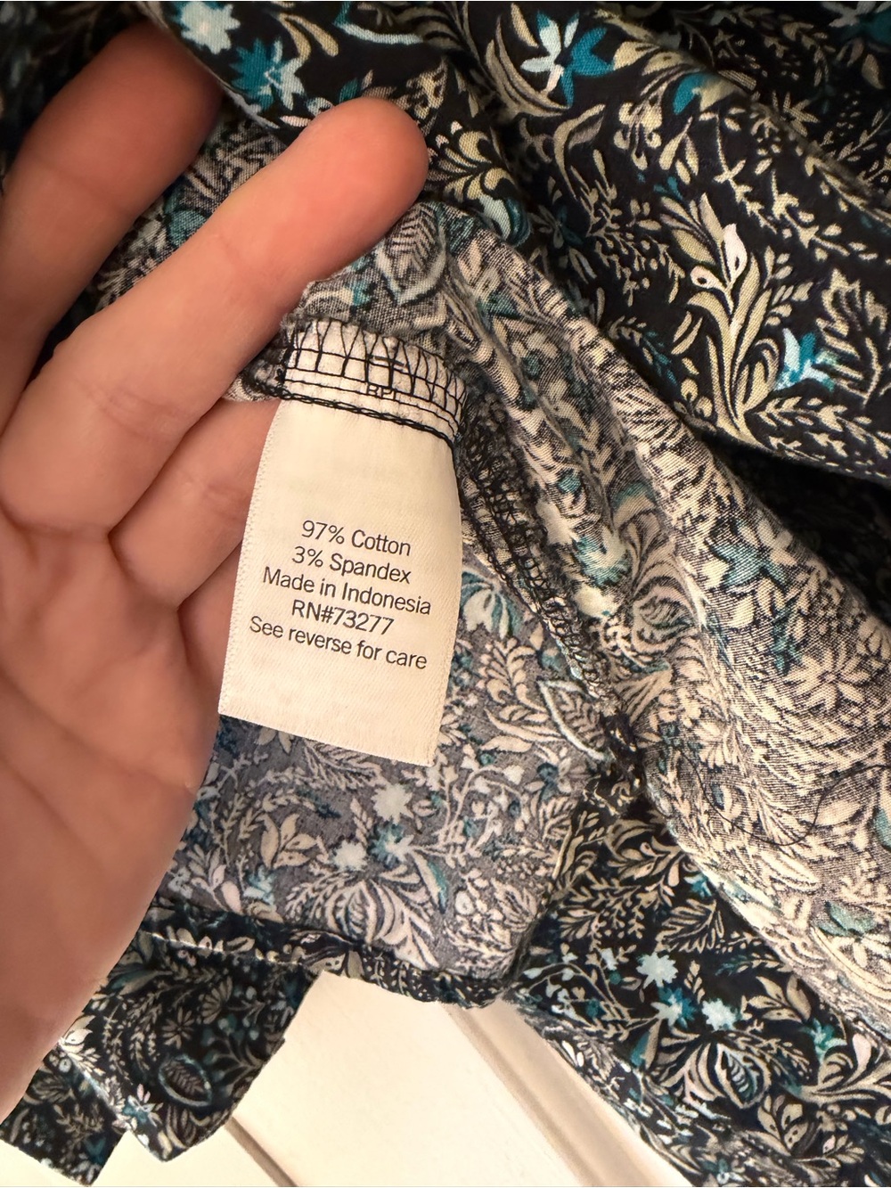 croft & barrow Black shirt with Teal Floral Print - Picture 4 of 6